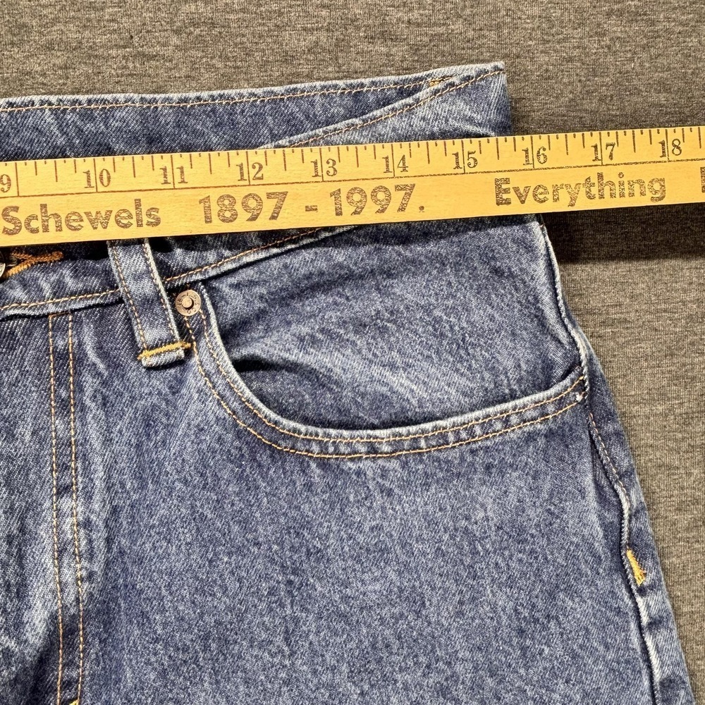 Levis 551 Jeans Mens 31x29 Blue Relaxed Fit Patchwork Raw Hem Straight Leg Denim - Picture 4 of 16